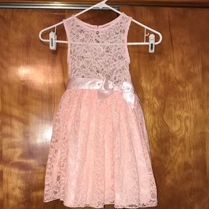 Pink Lace Formal Dress with Bow Girls Size 6/6X NWT